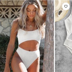 Zaful lace up cutout ribbed one piece bathing suit